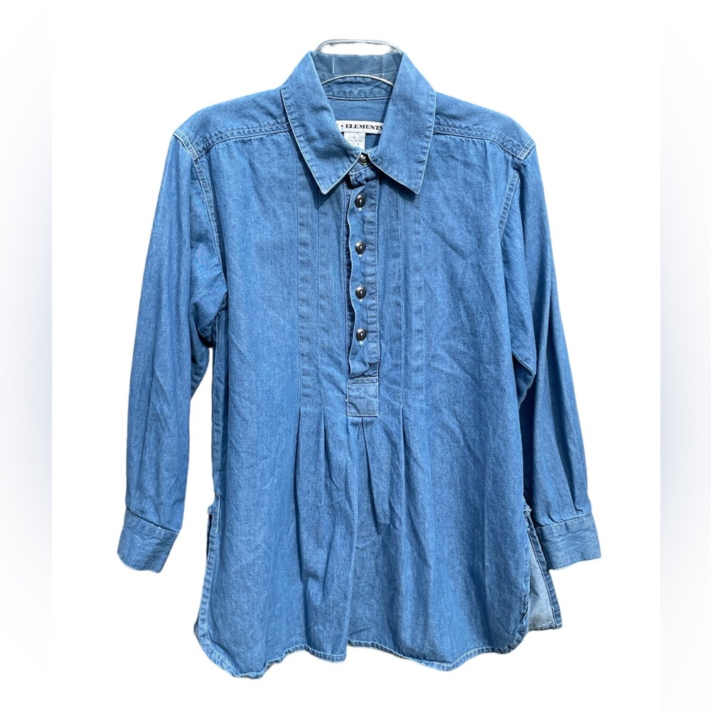 Denim Top Just  Elements Sz S Slipover Button